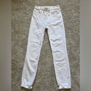 Mother Denim Women’s Size 25 The Lace Up Dazzler Ankle Chew White Jeans